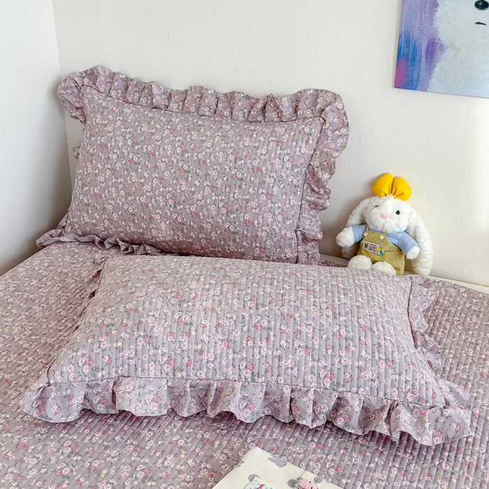 91家纺网 家纺一手货源 找家纺 归属 2026春夏新款古法仿棉单床盖床盖三件套 悠悠花园