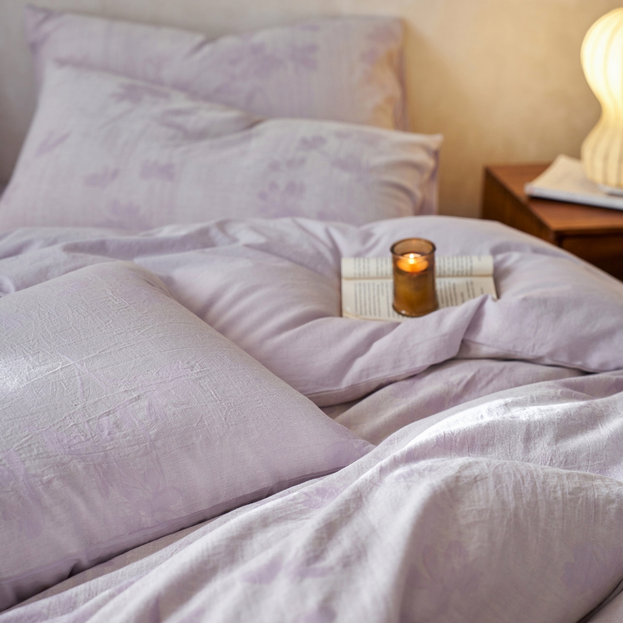 91家纺网 家纺一手货源 找家纺 如一 2026新款色织提花全棉水洗棉四件套第一批 兰序-紫