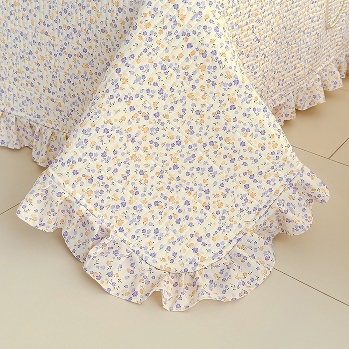 91家纺网 家纺一手货源 找家纺 归属 2026春夏新款古法仿棉单床盖床盖三件套 紫影繁花