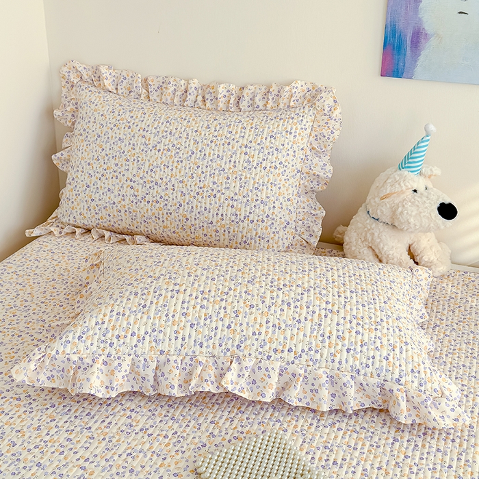 91家纺网 家纺一手货源 找家纺 归属 2026春夏新款古法仿棉单床盖床盖三件套 紫影繁花