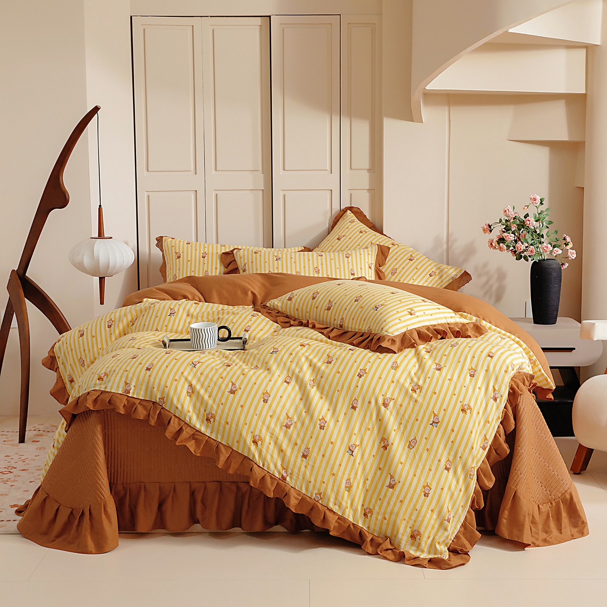 91家纺网 家纺一手货源 找家纺 （总）情煊家纺 2026新款全棉双层纱花边款绣花款四件套