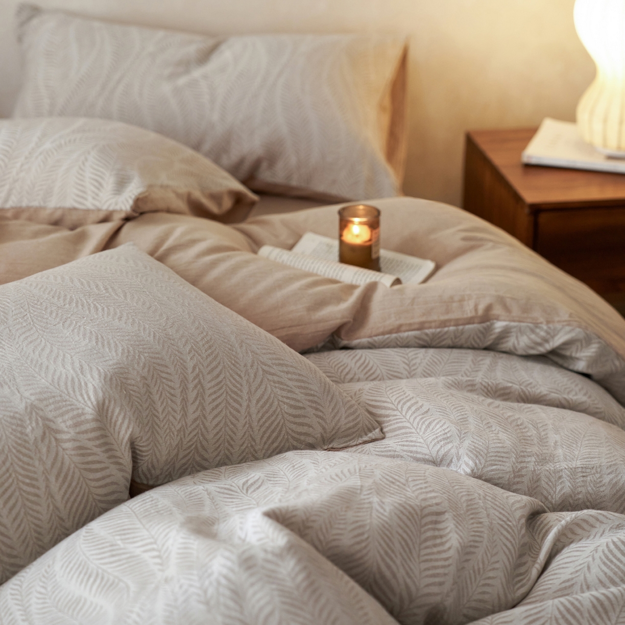 91家纺网 家纺一手货源 找家纺 如一 2026新款色织提花全棉水洗棉四件套第一批 叶笙-咖