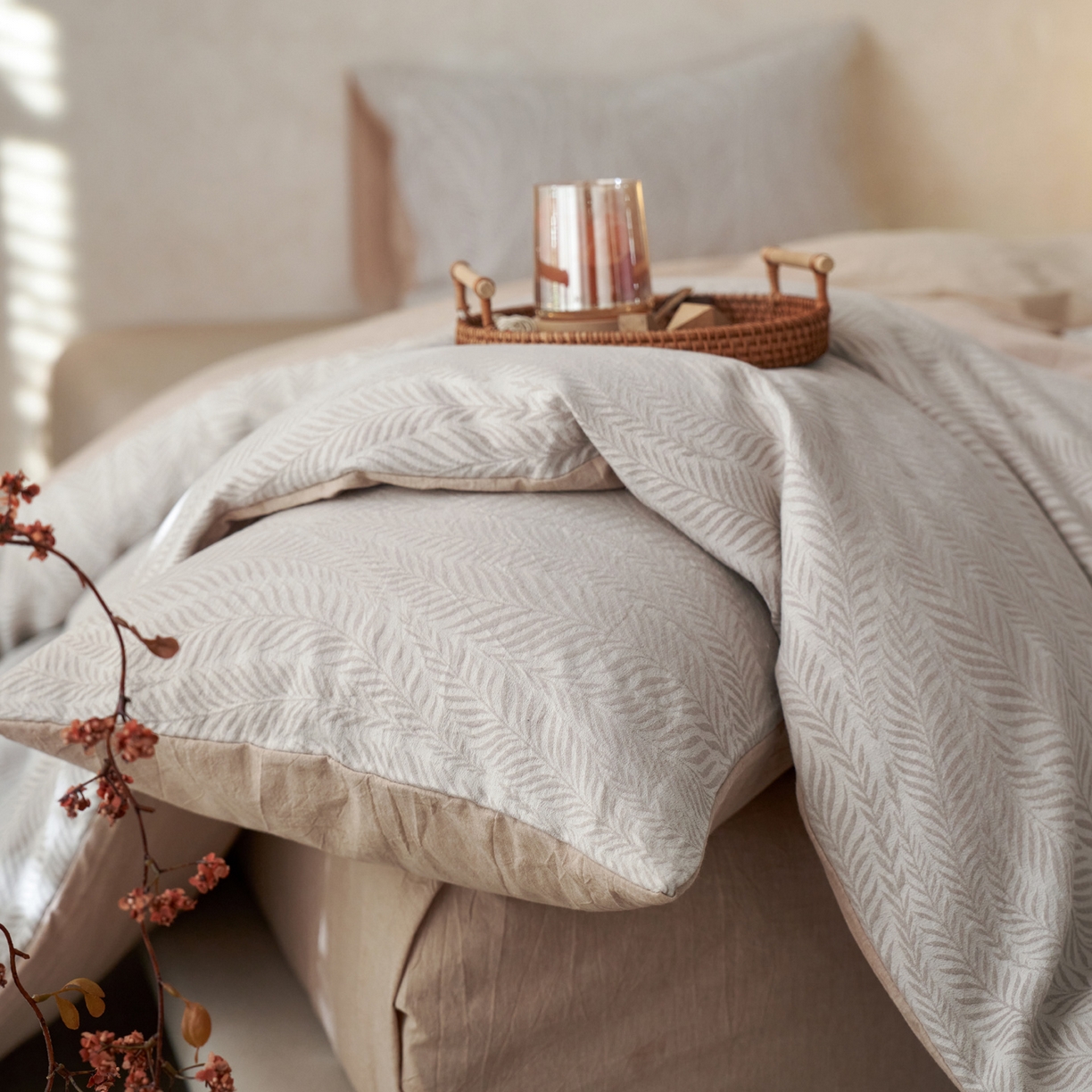 91家纺网 家纺一手货源 找家纺 如一 2026新款色织提花全棉水洗棉四件套第一批 叶笙-咖