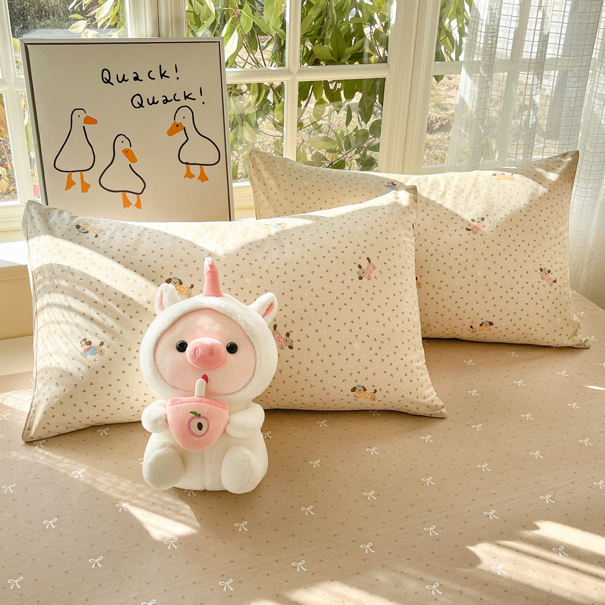 91家纺网 家纺一手货源 找家纺 睡美美家纺 2026新款全棉纯棉斜纹印花喷气小清新四季款学生三件套四件套 尤小七