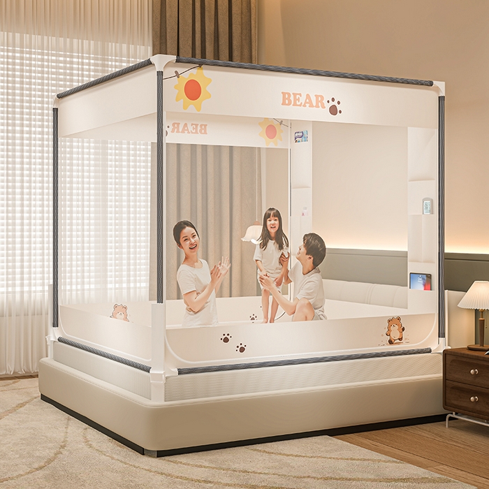 91家纺网 家纺一手货源 找家纺 （总）青竹苑 2026新款围栏托底口袋款坐床防摔蚊帐