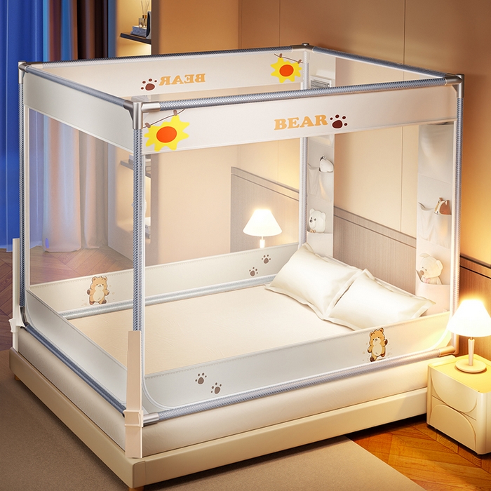 91家纺网 家纺一手货源 找家纺 （总）青竹苑 2026新款围栏托底口袋款坐床防摔蚊帐