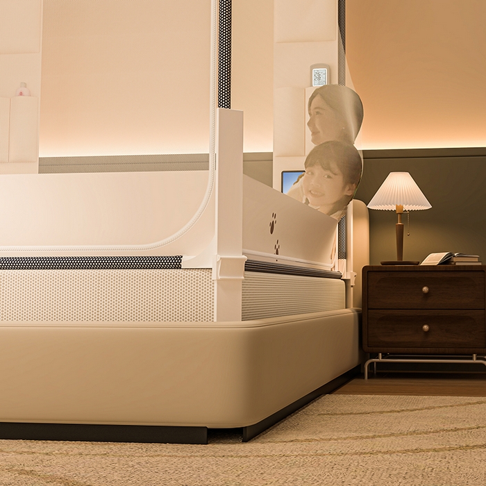 91家纺网 家纺一手货源 找家纺 （总）青竹苑 2026新款围栏托底口袋款坐床防摔蚊帐