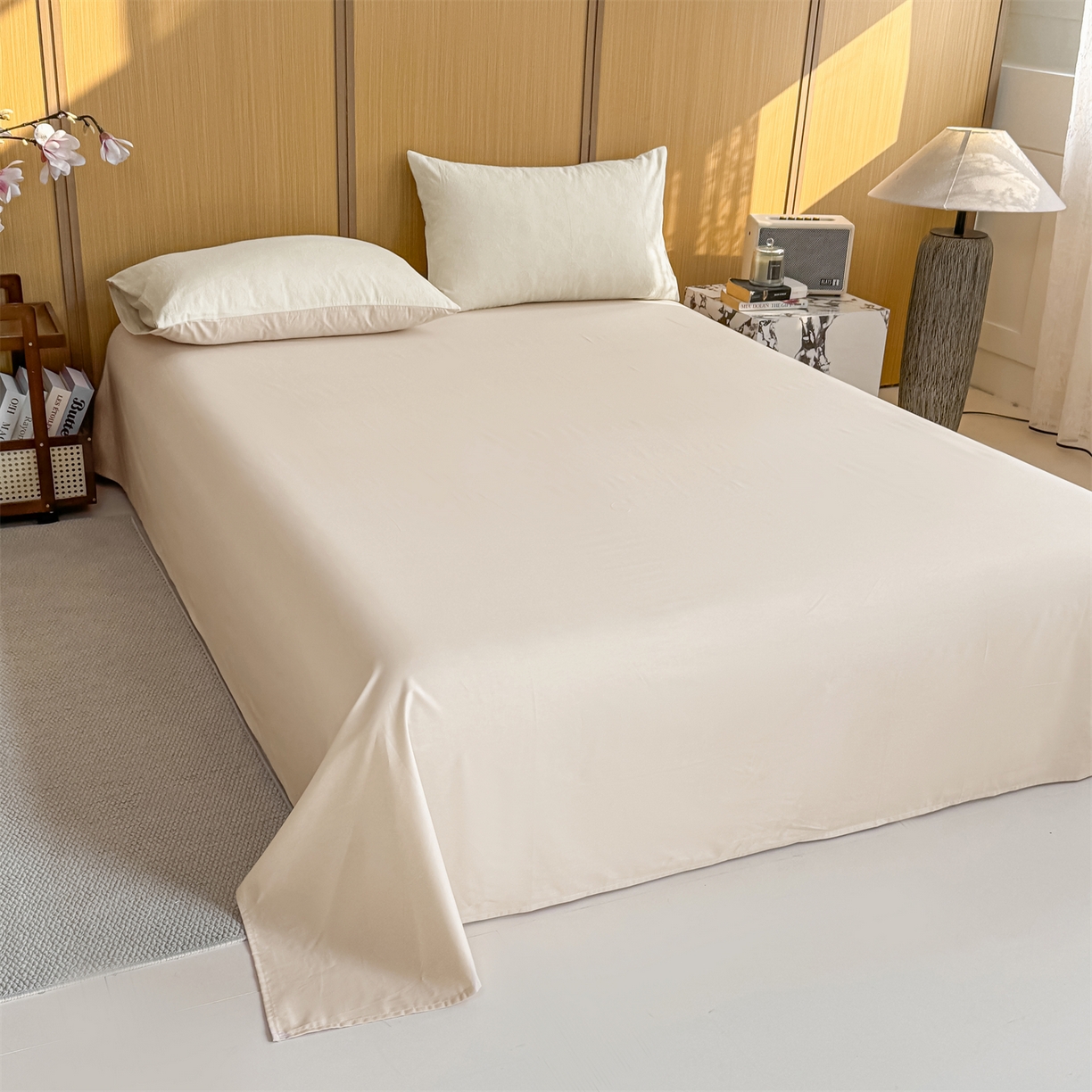 91家纺网 家纺一手货源 找家纺 灰鲸 2026新款全棉纯棉三层纱色织提花四件套 蔷薇-杏仁奶霜