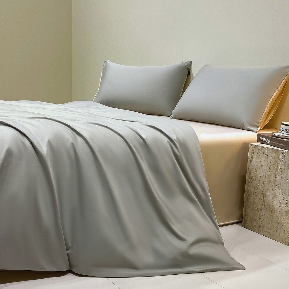 91家纺网 家纺一手货源 找家纺 （总）拼社家纺 2026新款A类全棉50s双股100Pro贡缎长绒棉四件套全棉四件套简约纯色纯棉床上用品