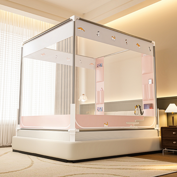 91家纺网 家纺一手货源 找家纺 青竹苑 2026新款围栏托底口袋款坐床防摔蚊帐 故宫喵