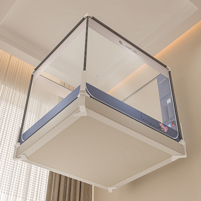 91家纺网 家纺一手货源 找家纺 青竹苑 2026新款围栏托底口袋款坐床防摔蚊帐 毛线喵