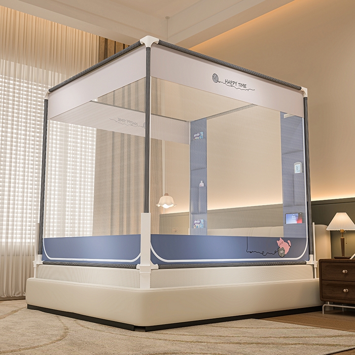 91家纺网 家纺一手货源 找家纺 青竹苑 2026新款围栏托底口袋款坐床防摔蚊帐 毛线喵