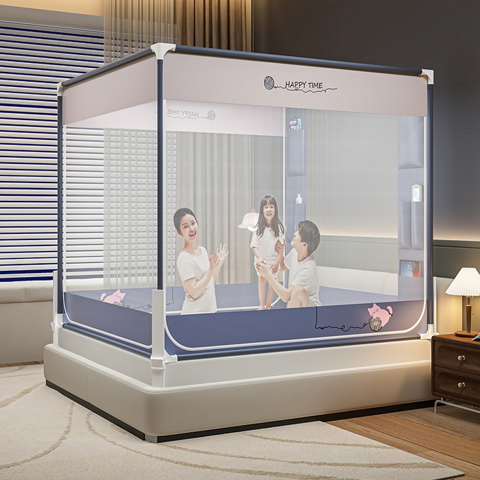 91家纺网 家纺一手货源 找家纺 青竹苑 2026新款围栏托底口袋款坐床防摔蚊帐 毛线喵