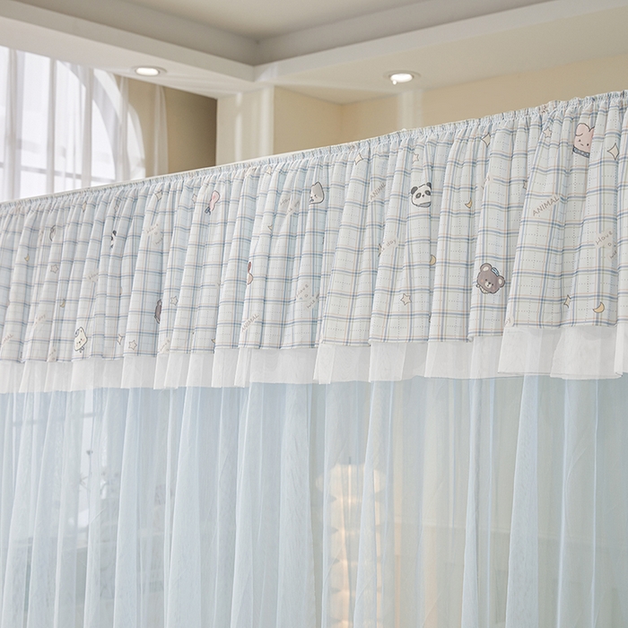 91家纺网 家纺一手货源 找家纺 青竹苑 2026新款花边落地蚊帐 落地-格子小动物