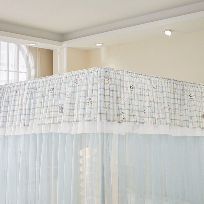 91家纺网 家纺一手货源 找家纺 青竹苑 2026新款花边落地蚊帐 落地-格子小动物