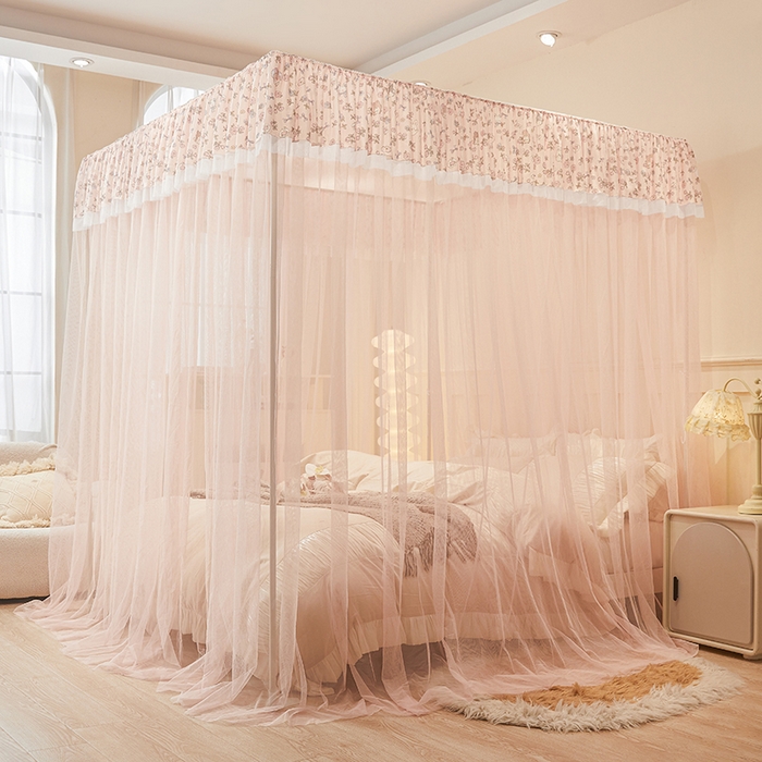 91家纺网 家纺一手货源 找家纺 青竹苑 2026新款花边落地蚊帐 落地-蝴蝶结花花