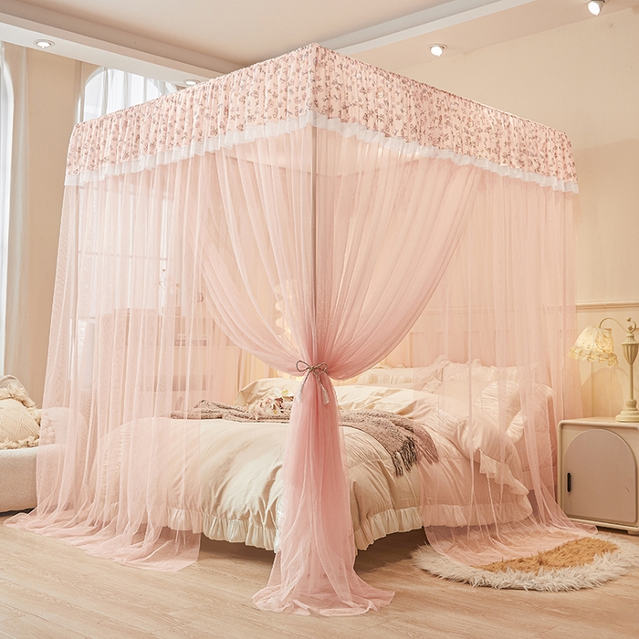 91家纺网 家纺一手货源 找家纺 青竹苑 2026新款花边落地蚊帐 落地-蝴蝶结花花