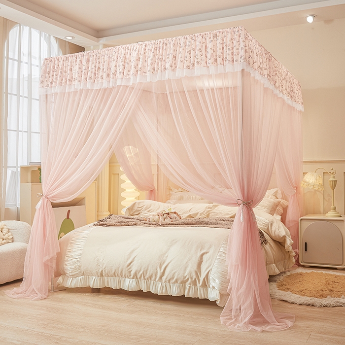 91家纺网 家纺一手货源 找家纺 青竹苑 2026新款花边落地蚊帐 落地-蝴蝶结花花