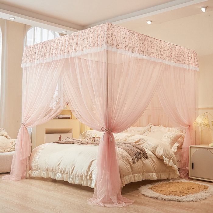 91家纺网 家纺一手货源 找家纺 青竹苑 2026新款花边落地蚊帐 落地-蝴蝶结花花