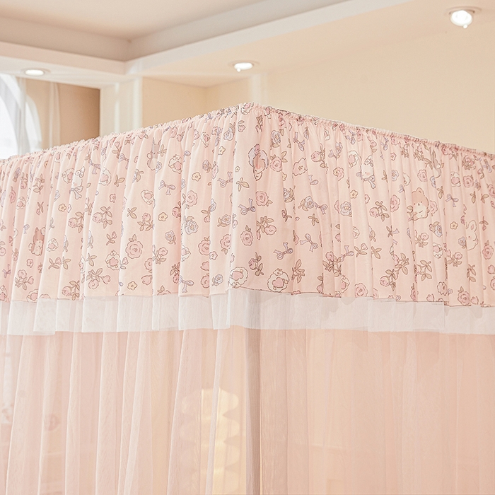 91家纺网 家纺一手货源 找家纺 青竹苑 2026新款花边落地蚊帐 落地-蝴蝶结花花