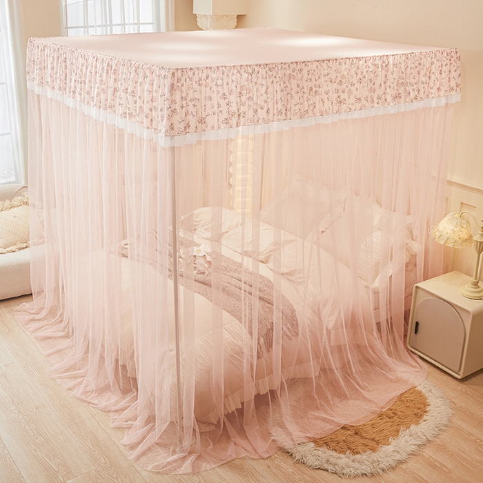 91家纺网 家纺一手货源 找家纺 青竹苑 2026新款花边落地蚊帐 落地-蝴蝶结花花