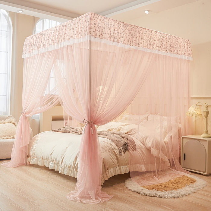 青竹苑 2026新款花边落地蚊帐 落地-蝴蝶结花花