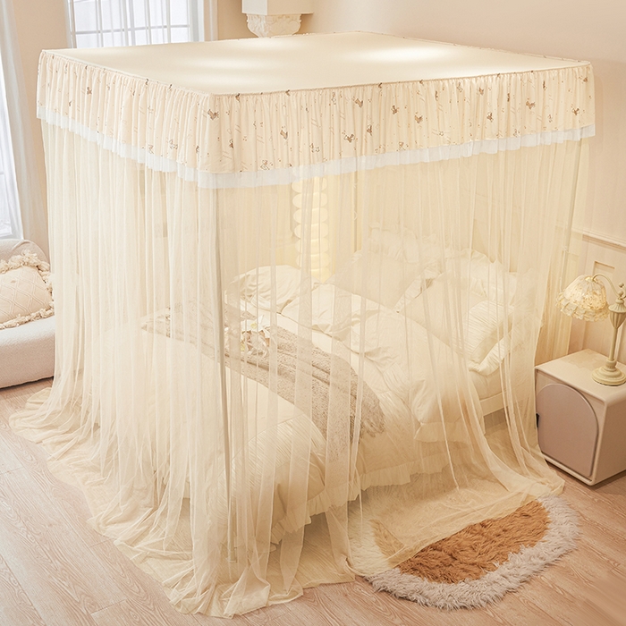 91家纺网 家纺一手货源 找家纺 青竹苑 2026新款花边落地蚊帐 落地-腊肠狗狗