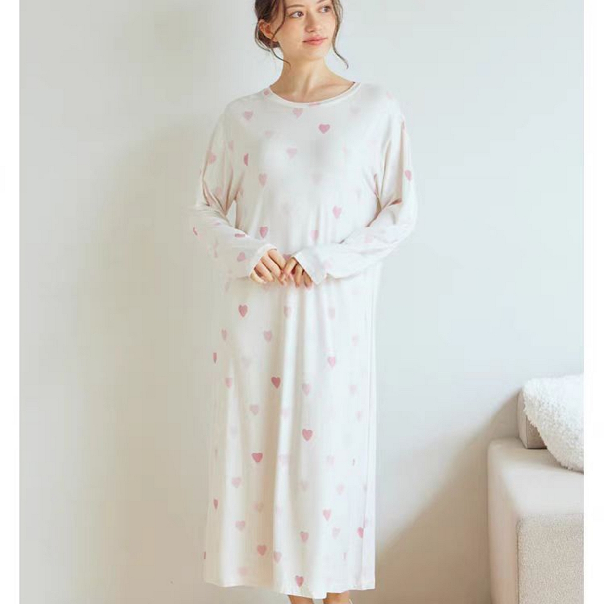 91家纺网 家纺一手货源 找家纺 妍景家居生活馆 2026新款桃心睡裙套装 粉色-桃心睡裙