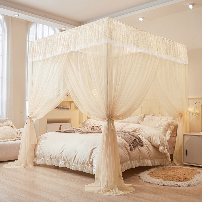 91家纺网 家纺一手货源 找家纺 青竹苑 2026新款花边落地蚊帐 落地-兔兔和花花