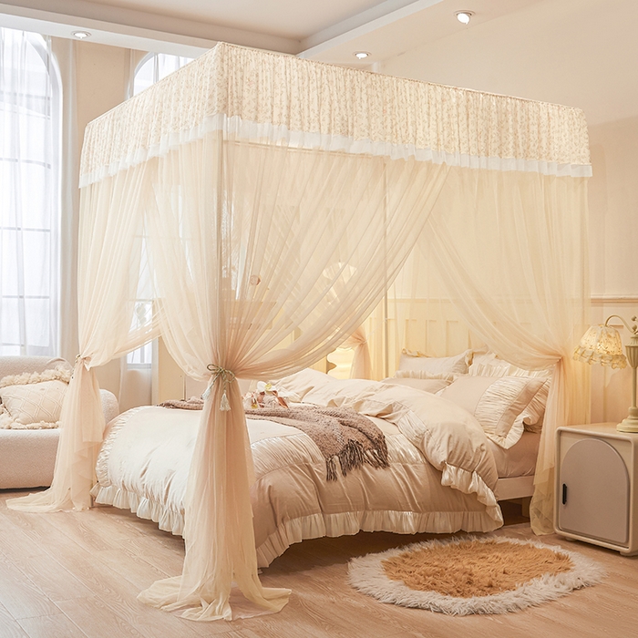 91家纺网 家纺一手货源 找家纺 青竹苑 2026新款花边落地蚊帐 落地-兔兔和花花