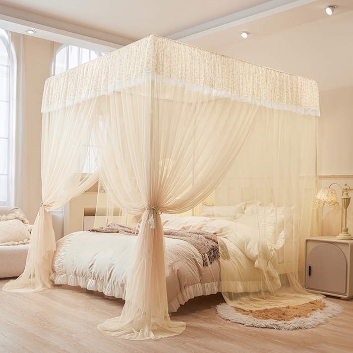 91家纺网 家纺一手货源 找家纺 青竹苑 2026新款花边落地蚊帐 落地-兔兔和花花