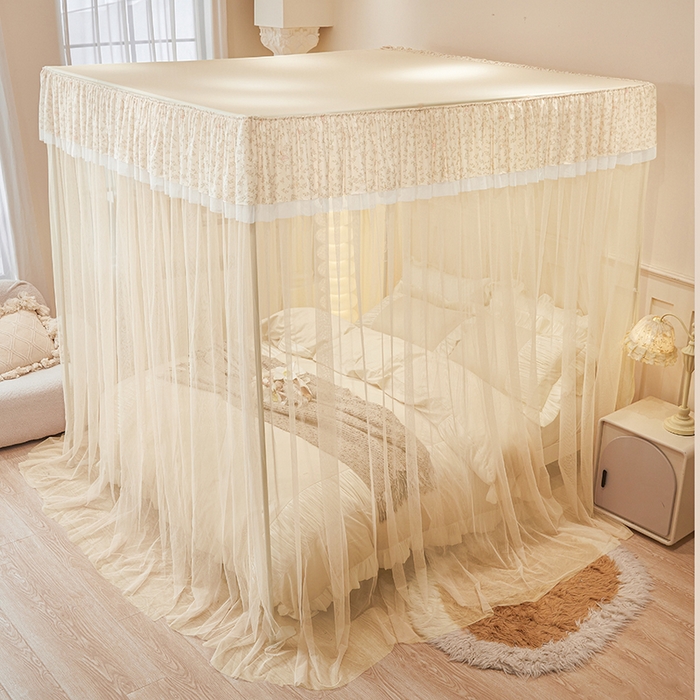 91家纺网 家纺一手货源 找家纺 青竹苑 2026新款花边落地蚊帐 落地-兔兔和花花