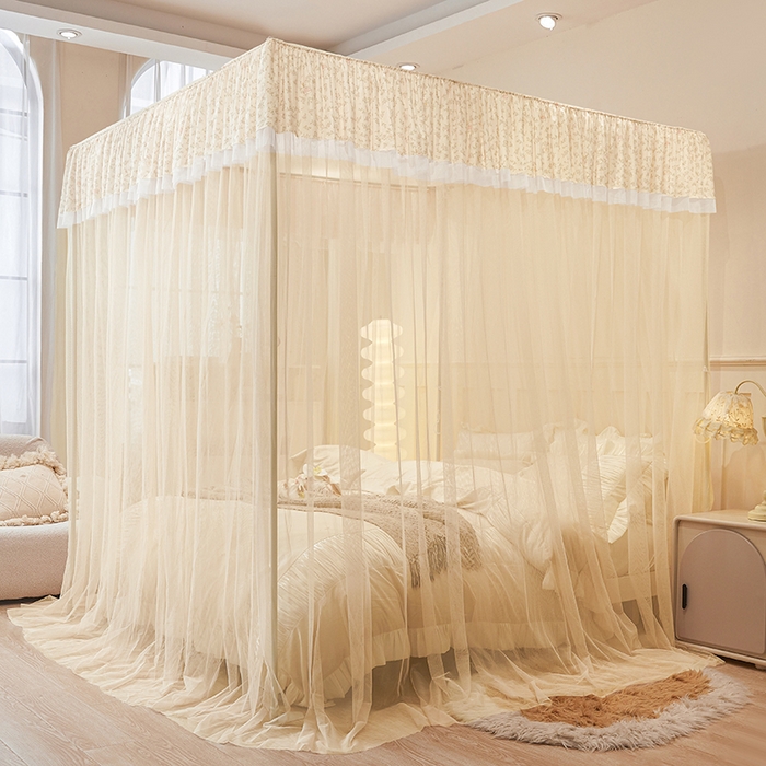 91家纺网 家纺一手货源 找家纺 青竹苑 2026新款花边落地蚊帐 落地-兔兔和花花