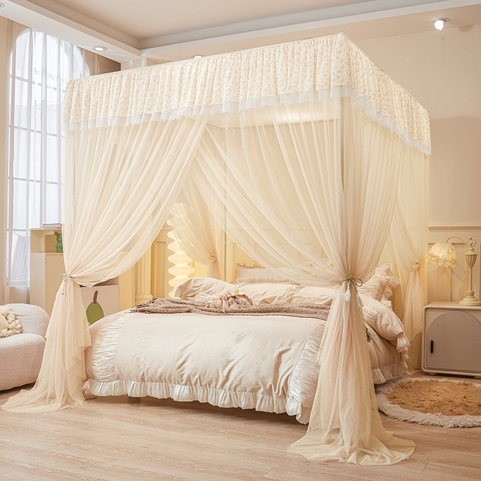 91家纺网 家纺一手货源 找家纺 青竹苑 2026新款花边落地蚊帐 落地-兔兔和花花