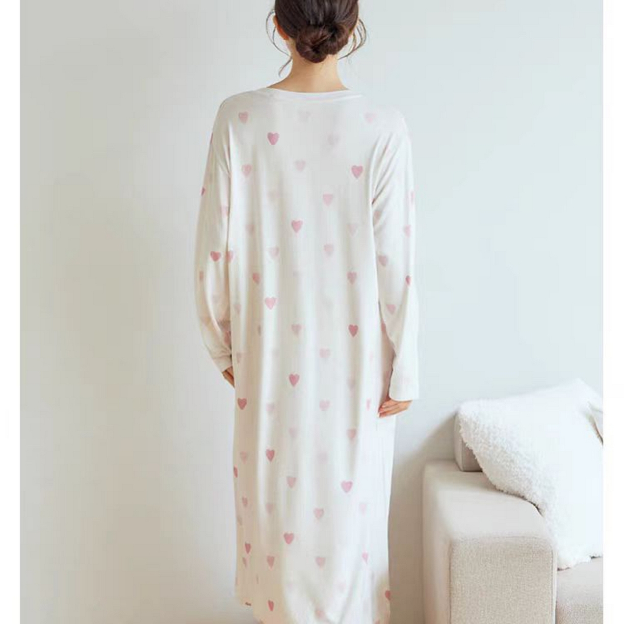 91家纺网 家纺一手货源 找家纺 妍景家居生活馆 2026新款桃心睡裙套装 粉色-桃心睡裙