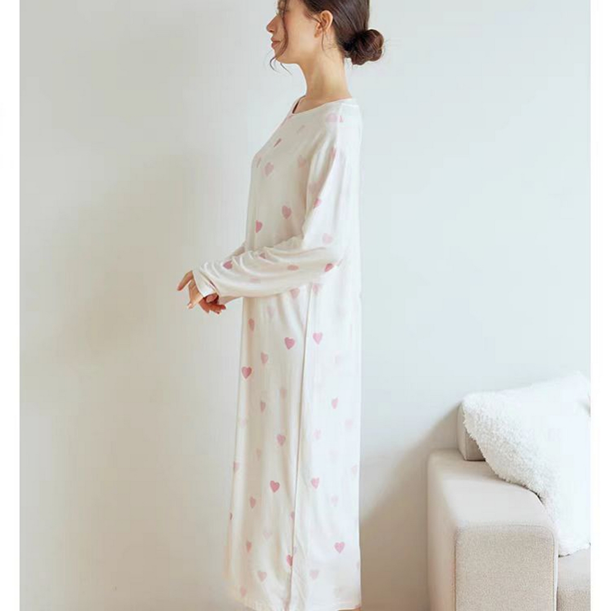 91家纺网 家纺一手货源 找家纺 妍景家居生活馆 2026新款桃心睡裙套装 粉色-桃心睡裙