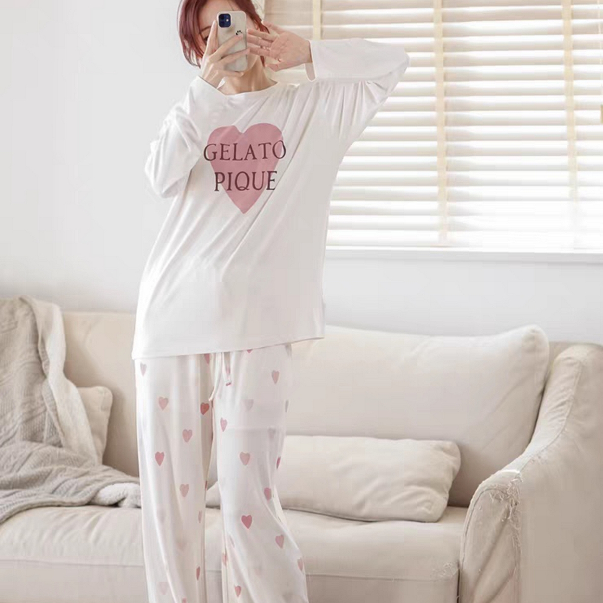 91家纺网 家纺一手货源 找家纺 妍景家居生活馆 2026新款桃心睡裙套装 粉色-桃心套装