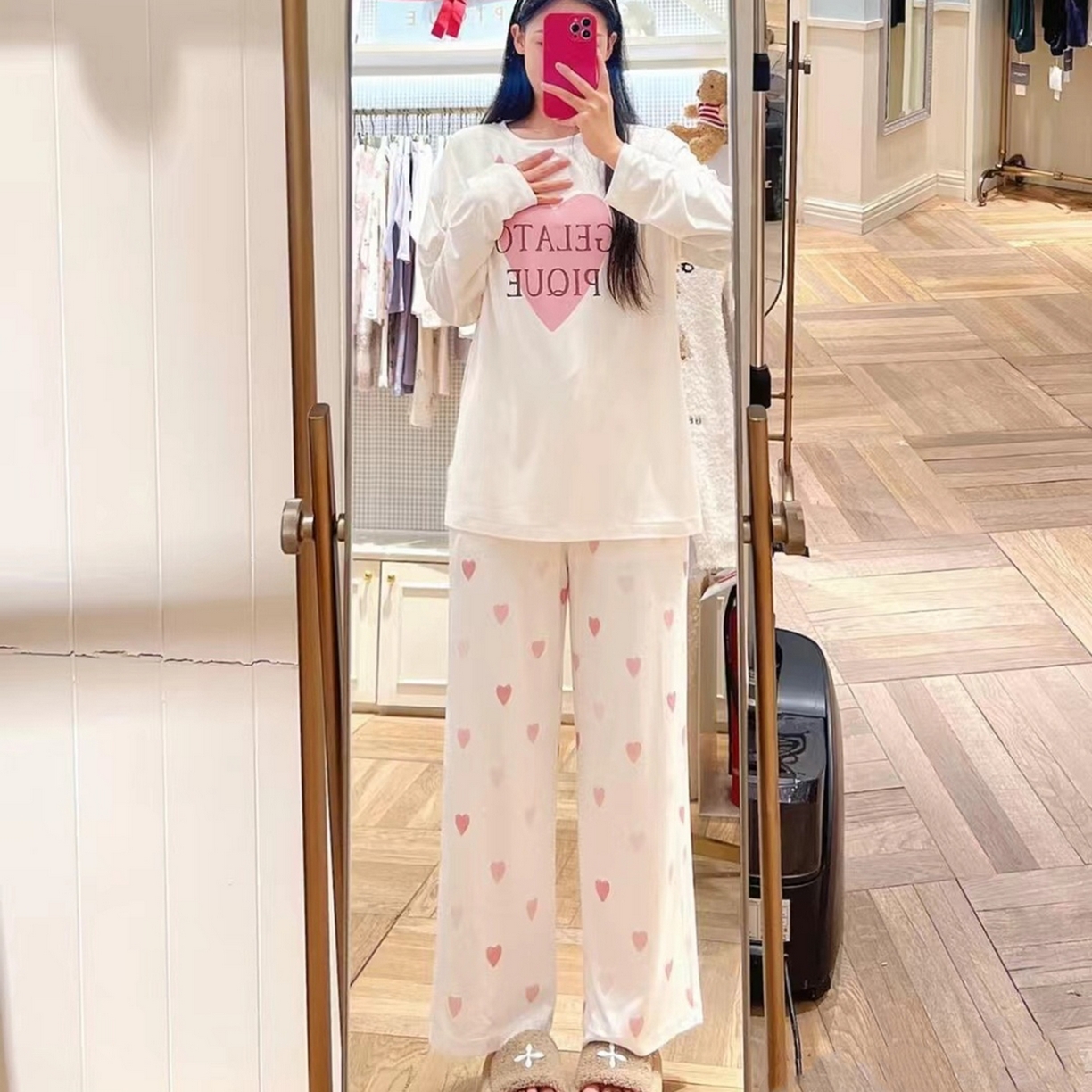 91家纺网 家纺一手货源 找家纺 妍景家居生活馆 2026新款桃心睡裙套装 粉色-桃心套装