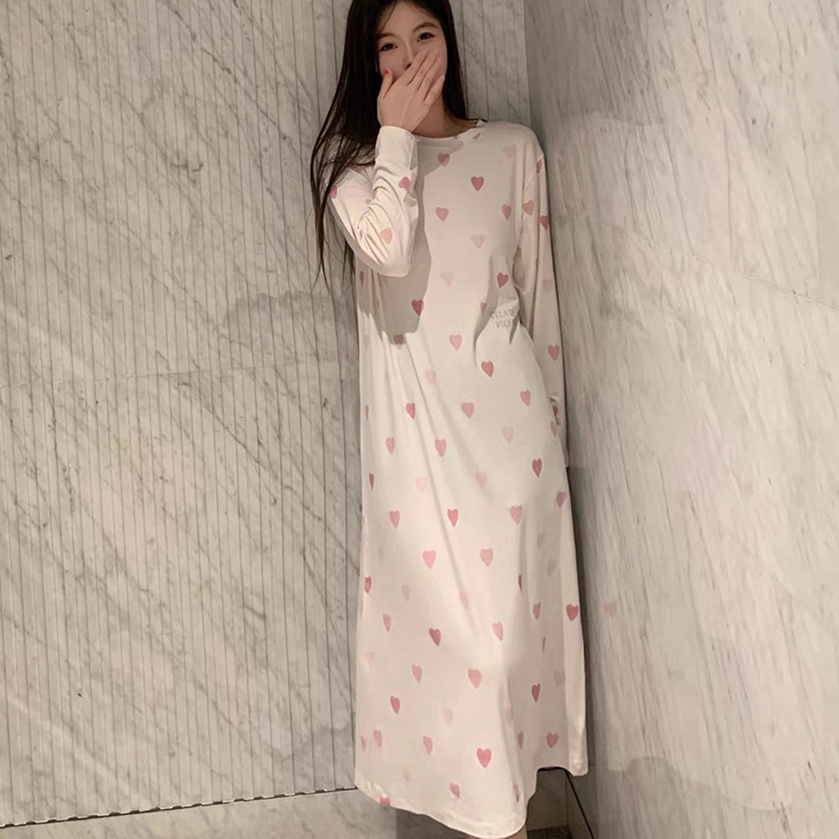 91家纺网 家纺一手货源 找家纺 妍景家居生活馆 2026新款桃心睡裙套装 粉色-桃心睡裙