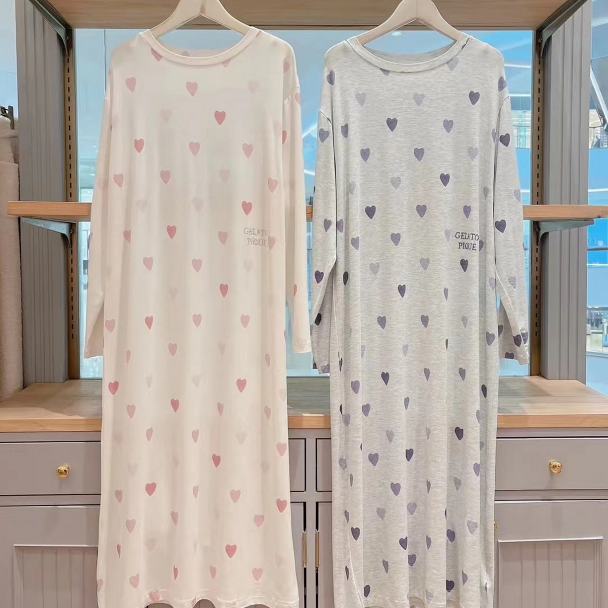 91家纺网 家纺一手货源 找家纺 妍景家居生活馆 2026新款桃心睡裙套装 粉色-桃心睡裙