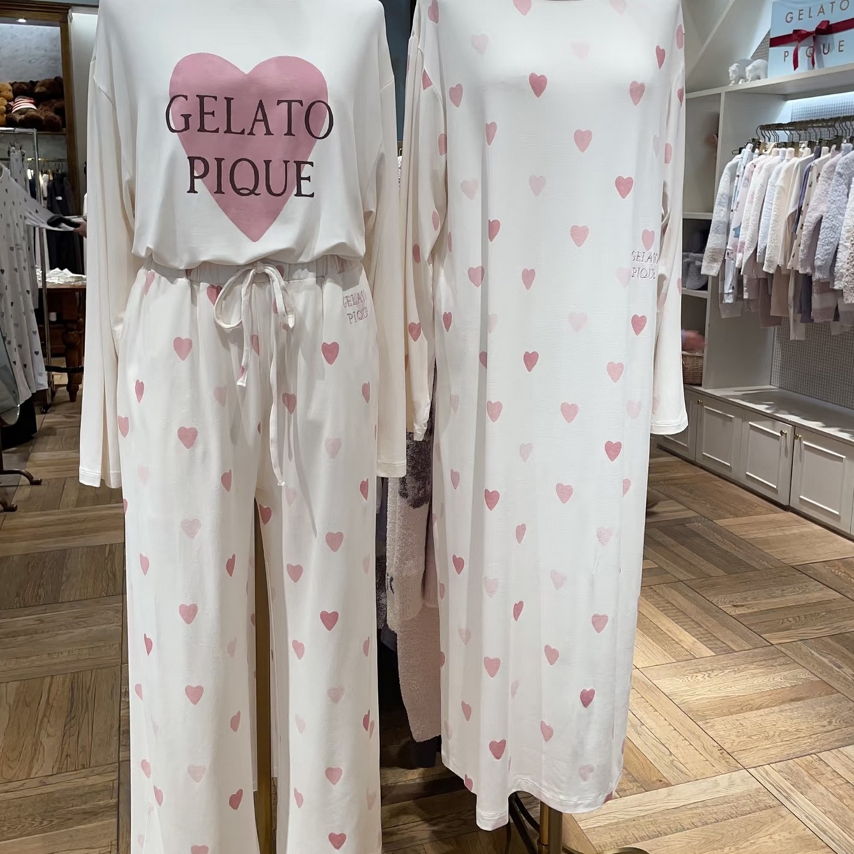 91家纺网 家纺一手货源 找家纺 妍景家居生活馆 2026新款桃心睡裙套装 粉色-桃心套装