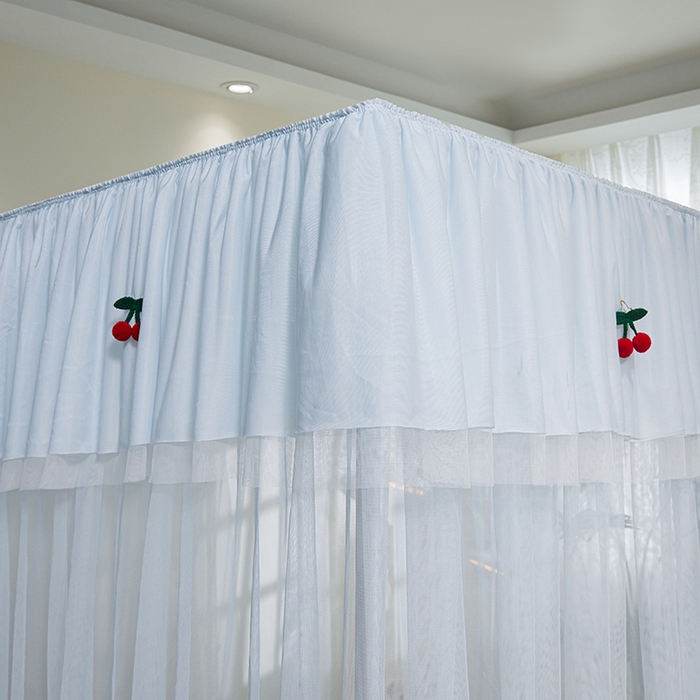 91家纺网 家纺一手货源 找家纺 青竹苑 2026新款花边落地蚊帐 落地樱桃-冰莓蓝