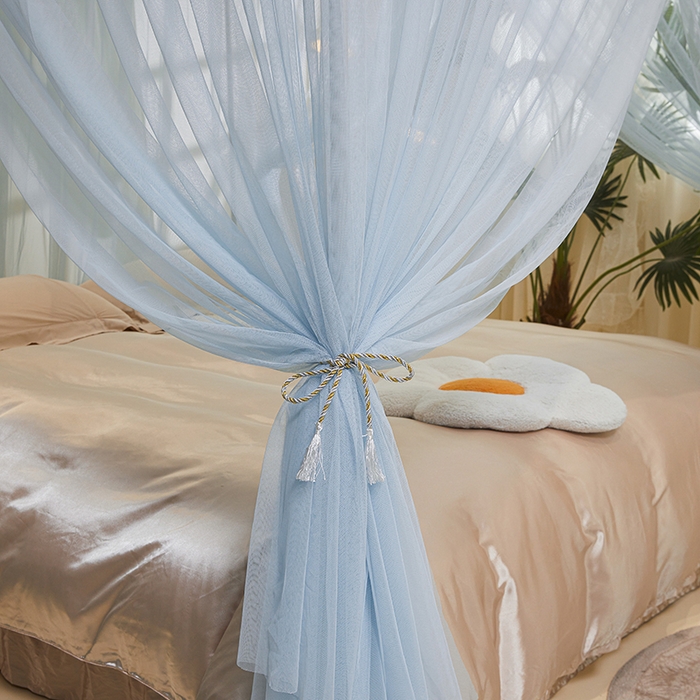 91家纺网 家纺一手货源 找家纺 青竹苑 2026新款花边落地蚊帐 落地樱桃-冰莓蓝