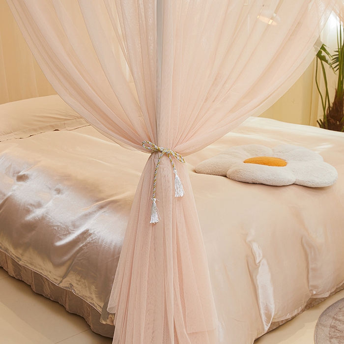 91家纺网 家纺一手货源 找家纺 青竹苑 2026新款花边落地蚊帐 落地樱桃-奶杏