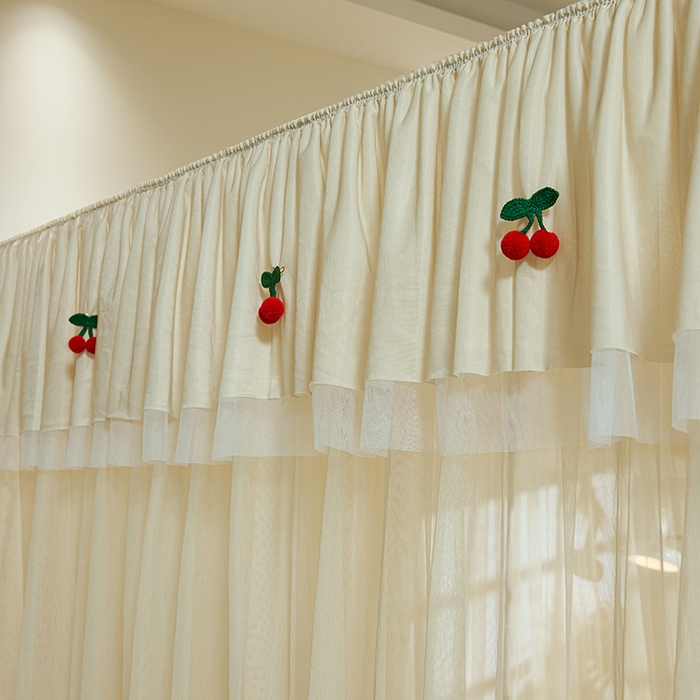 91家纺网 家纺一手货源 找家纺 青竹苑 2026新款花边落地蚊帐 落地樱桃-鼠尾草绿