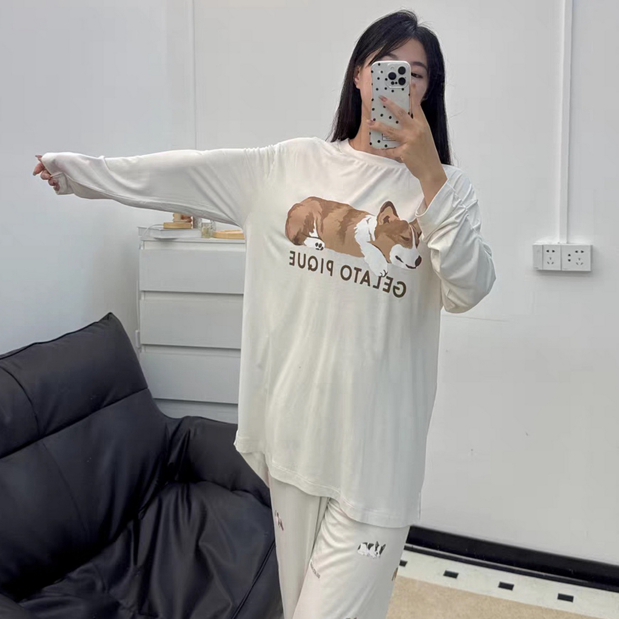 91家纺网 家纺一手货源 找家纺 妍景家居生活馆 2026新款睡眠狗狗套装 白色