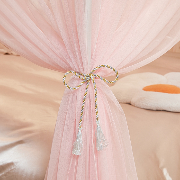 91家纺网 家纺一手货源 找家纺 青竹苑 2026新款花边落地蚊帐 落地樱桃-樱花粉