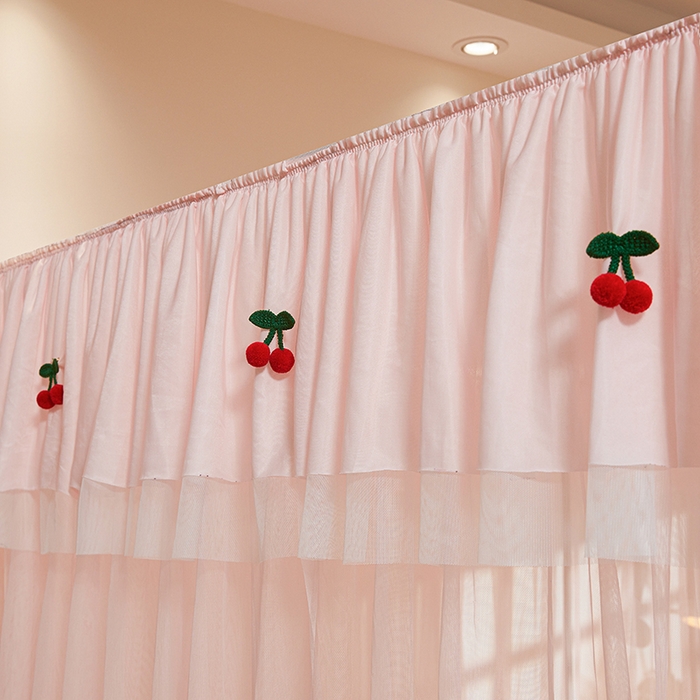 91家纺网 家纺一手货源 找家纺 青竹苑 2026新款花边落地蚊帐 落地樱桃-樱花粉