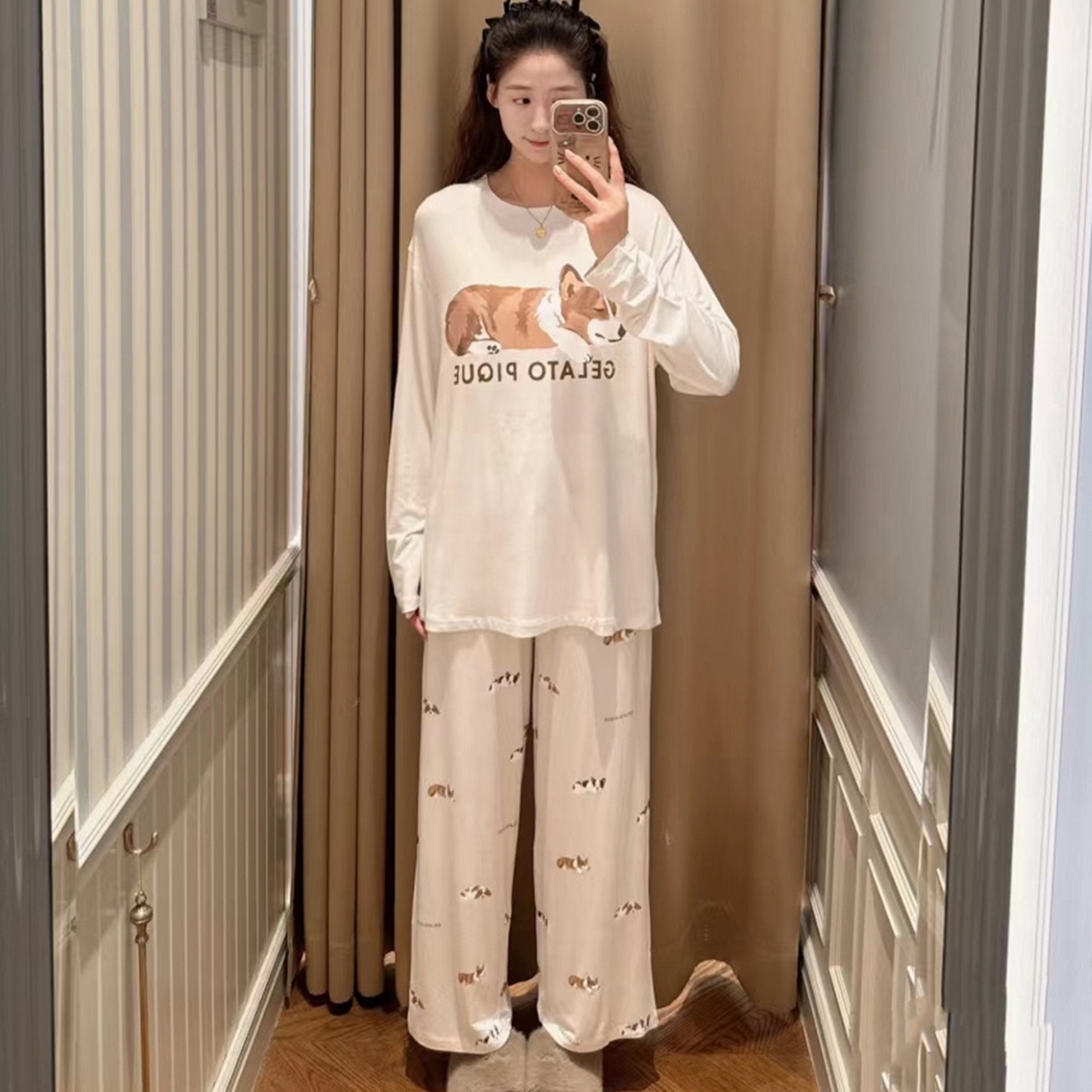 91家纺网 家纺一手货源 找家纺 妍景家居生活馆 2026新款睡眠狗狗套装 白色