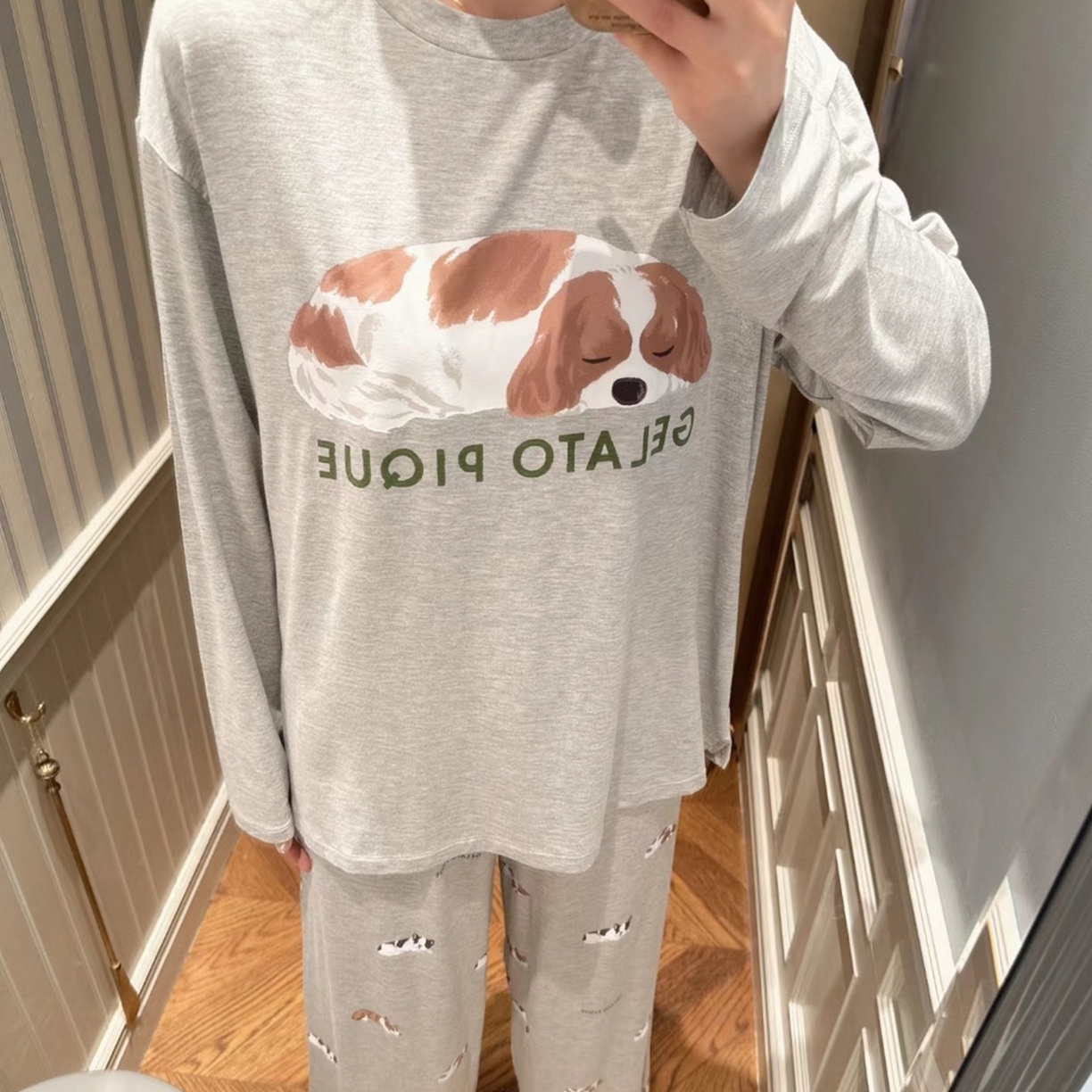 91家纺网 家纺一手货源 找家纺 妍景家居生活馆 2026新款睡眠狗狗套装 灰色